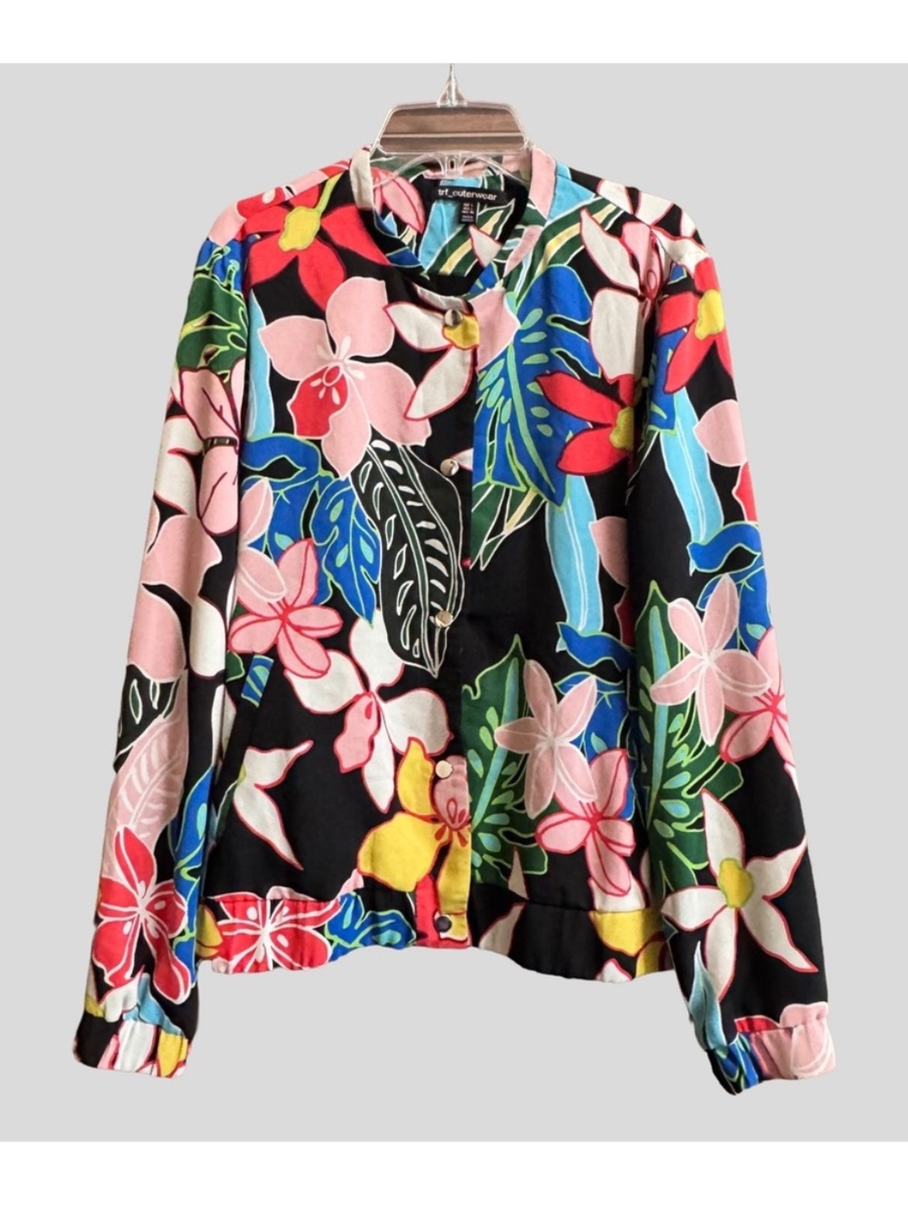 Zara Tropical Hawaiian Bomber Jacket Button Up